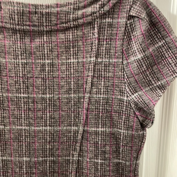 Mango size S tweed checkered office dress. Gray and plum. Cotton blend MNG - Picture 9 of 10